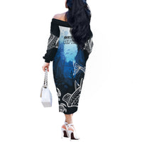 World Ocean Day Pasifika Off The Shoulder Long Sleeve Dress Awaken New Depths LT7 - Polynesian Pride