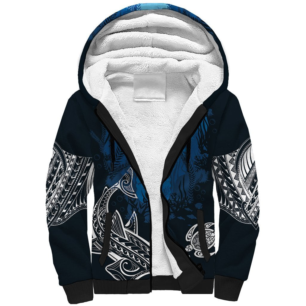 World Ocean Day Pasifika Sherpa Hoodie Awaken New Depths LT7 Unisex Blue - Polynesian Pride