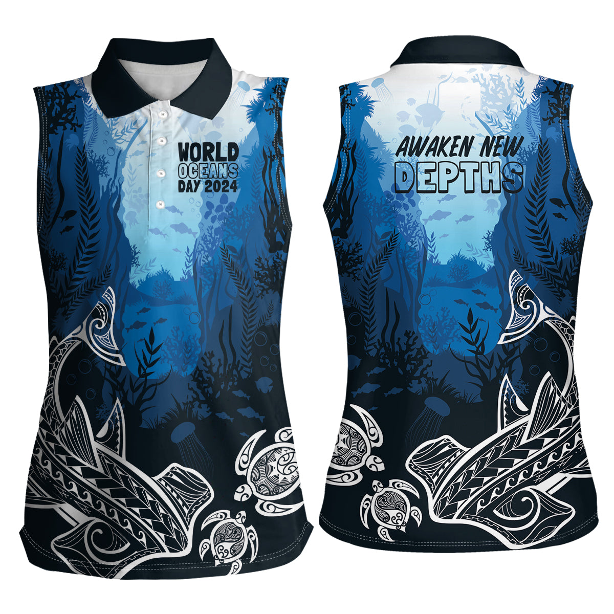 World Ocean Day Pasifika Women Sleeveless Polo Shirt Awaken New Depths