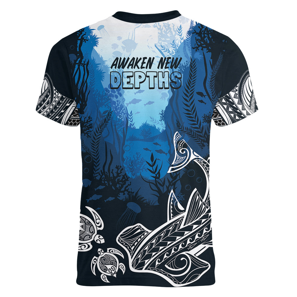 World Ocean Day Pasifika Women V-Neck T-Shirt Awaken New Depths