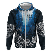 World Ocean Day Pasifika Zip Hoodie Awaken New Depths LT7 Zip Hoodie Blue - Polynesian Pride