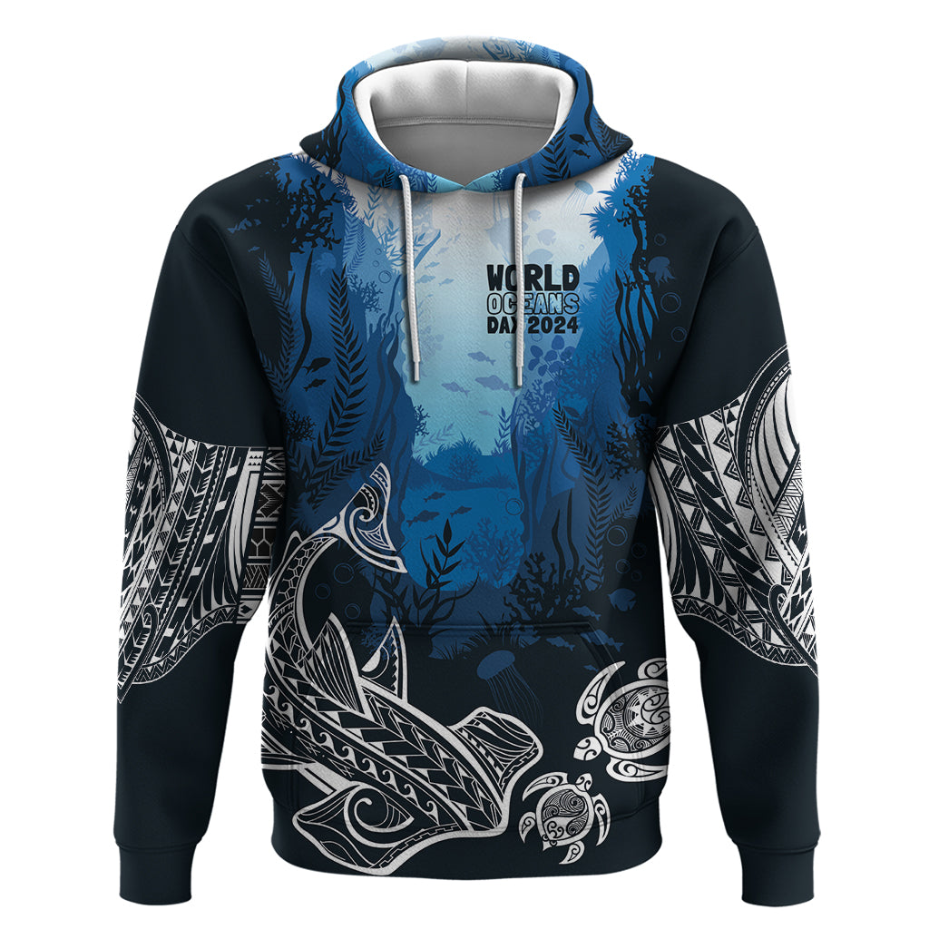 World Ocean Day Pasifika Zip Hoodie Awaken New Depths LT7 Pullover Hoodie Blue - Polynesian Pride