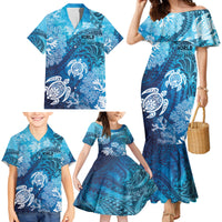 Hawaii World Ocean Day Family Matching Mermaid Dress and Hawaiian Shirt Kakau Turtles LT7 - Polynesian Pride