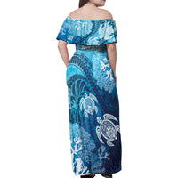 Hawaii World Ocean Day Family Matching Off Shoulder Maxi Dress and Hawaiian Shirt Kakau Turtles LT7 - Polynesian Pride