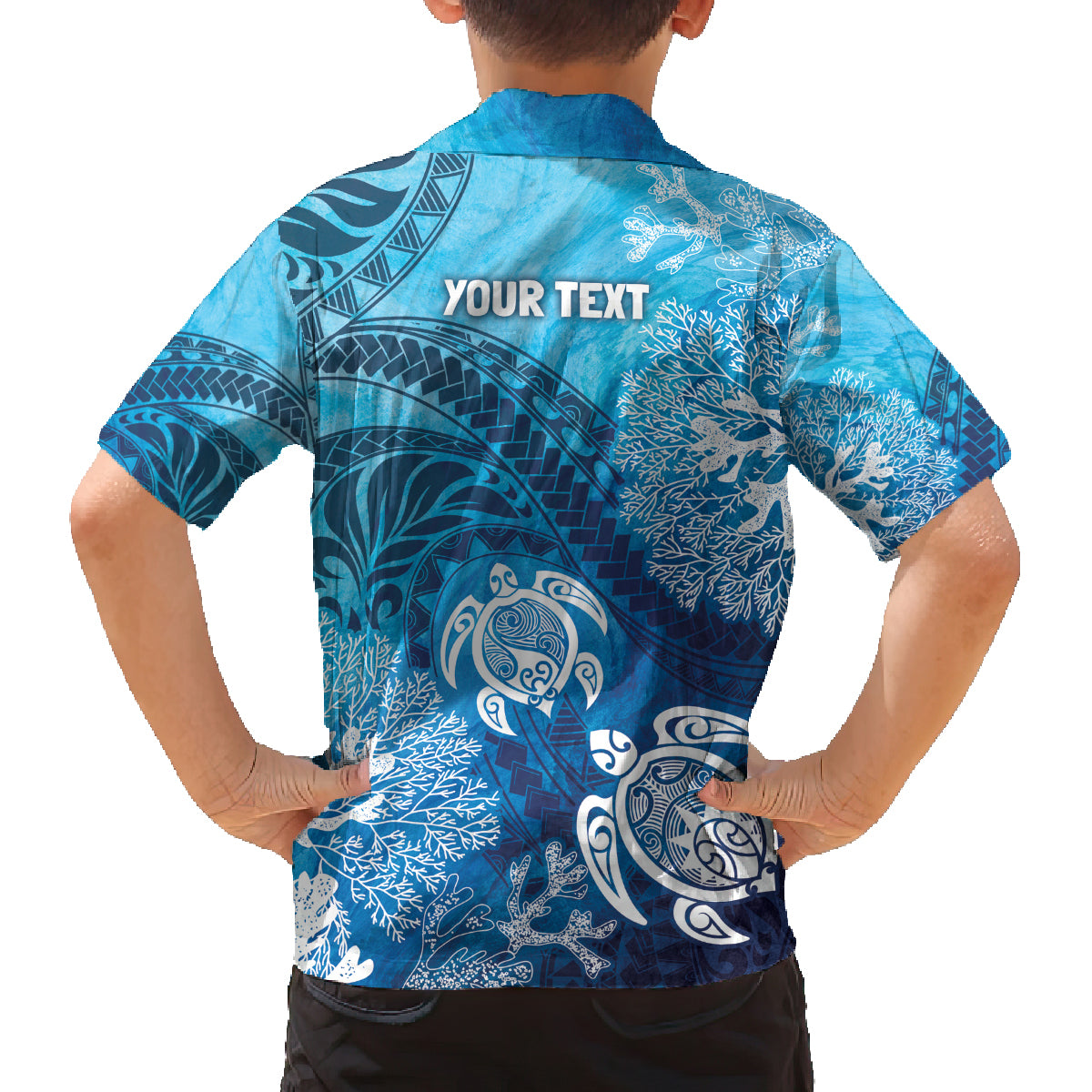 Hawaii World Ocean Day Family Matching Off Shoulder Short Dress and Hawaiian Shirt Kakau Turtles LT7 - Polynesian Pride