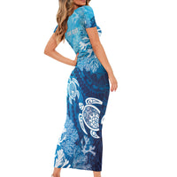 Hawaii World Ocean Day Family Matching Short Sleeve Bodycon Dress and Hawaiian Shirt Kakau Turtles LT7 - Polynesian Pride