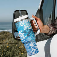 Hawaii World Ocean Day Tumbler With Handle Kakau Turtles