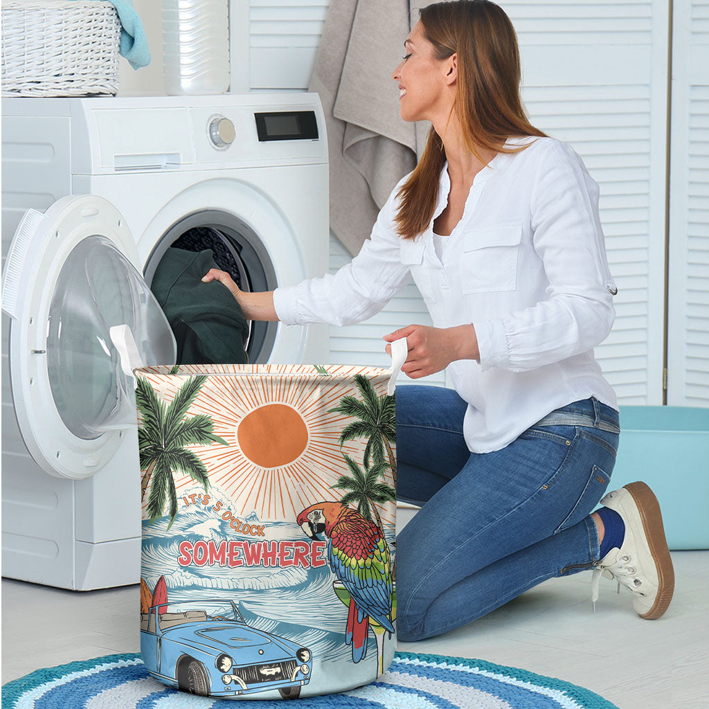 Summer Holiday It's 5 o'clock Somewhere Vintage Hawaii Laundry Basket