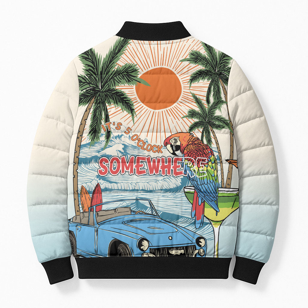 Summer Holiday It's 5 o'clock Somewhere Vintage Hawaii Bomber Puffer Jacket