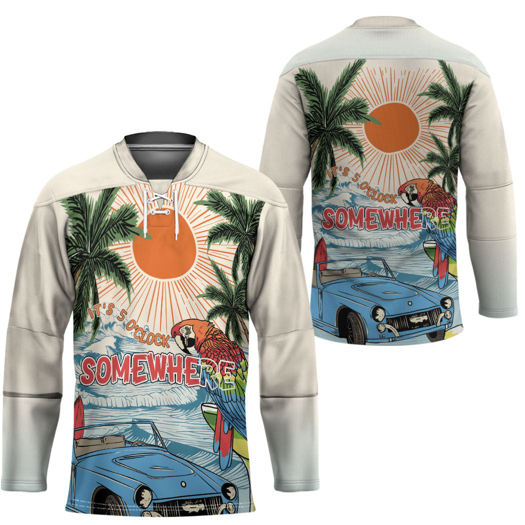 Summer Holiday It's 5 o'clock Somewhere Vintage Hawaii Hockey Jersey