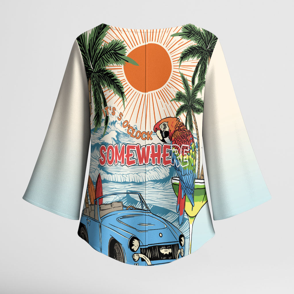 Summer Holiday It's 5 o'clock Somewhere Vintage Hawaii Kimono Sleeve Blouse