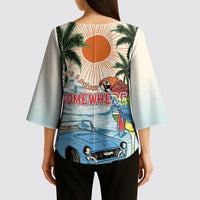 Summer Holiday It's 5 o'clock Somewhere Vintage Hawaii Kimono Sleeve Blouse