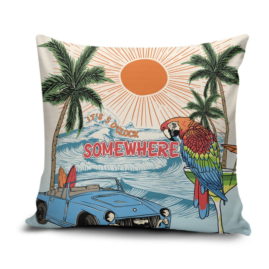Summer Holiday It's 5 o'clock Somewhere Vintage Hawaii Pillow Cover
