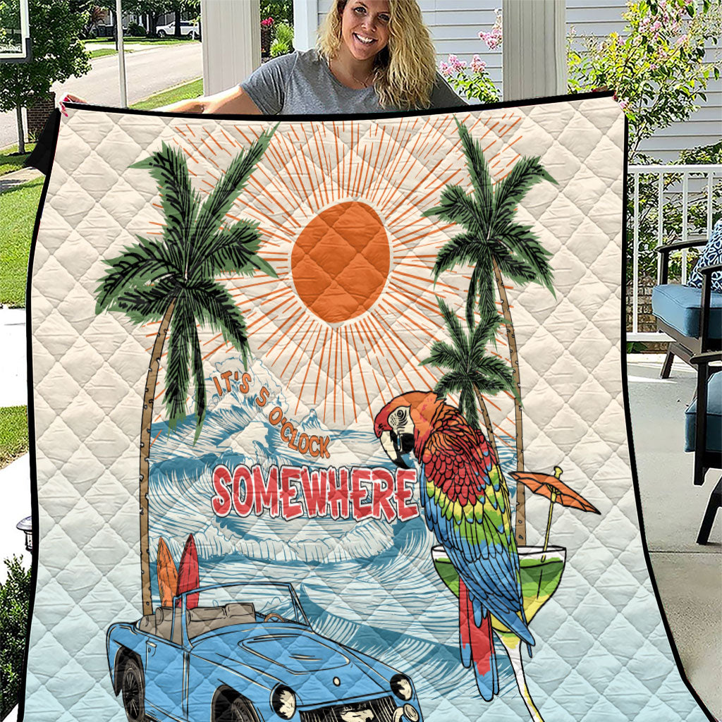 Summer Holiday It's 5 o'clock Somewhere Vintage Hawaii Quilt