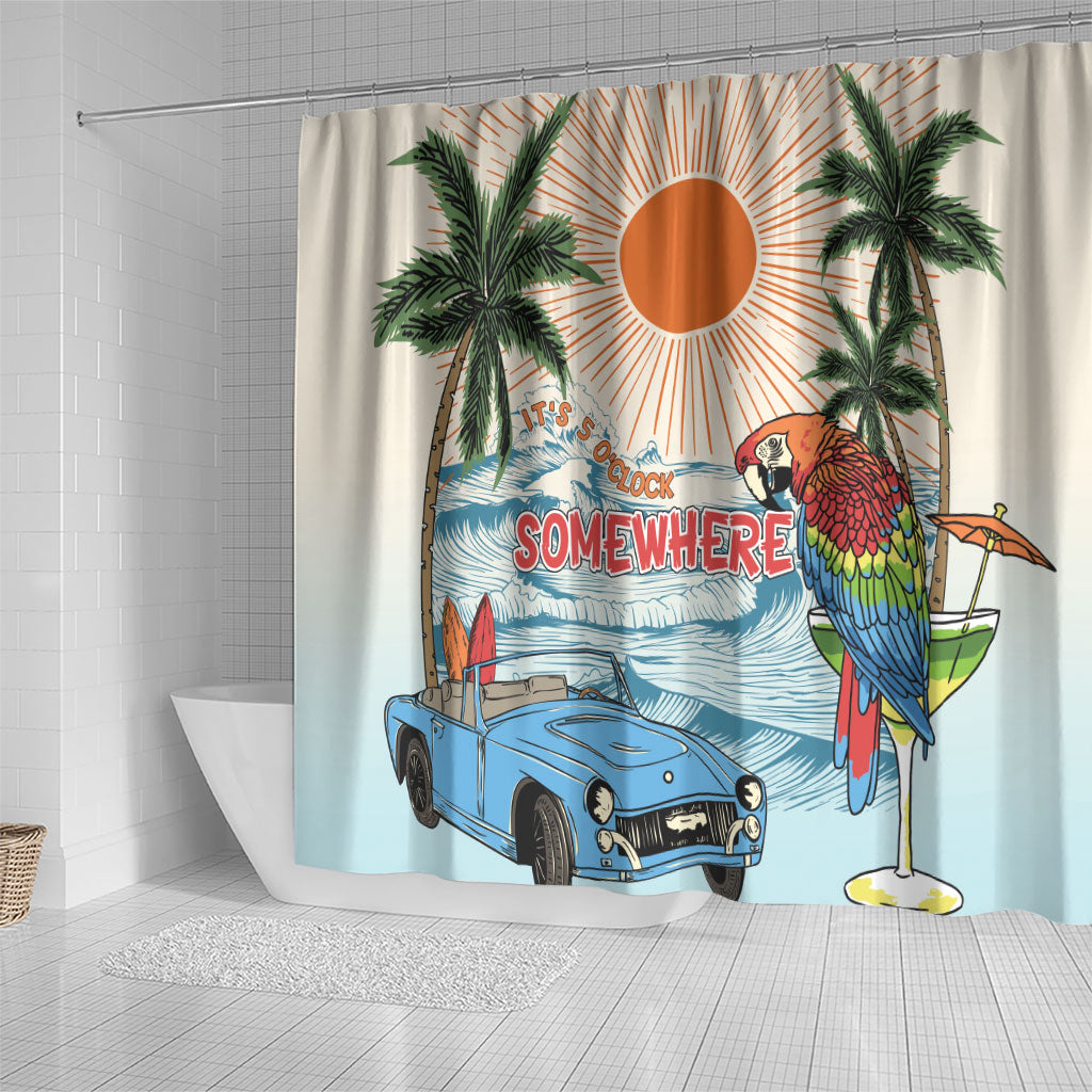 Summer Holiday It's 5 o'clock Somewhere Vintage Hawaii Shower Curtain