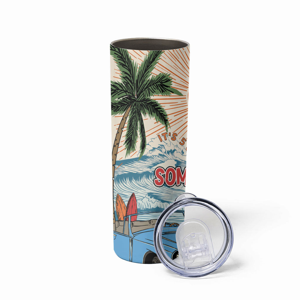 Summer Holiday It's 5 o'clock Somewhere Vintage Hawaii Skinny Tumbler