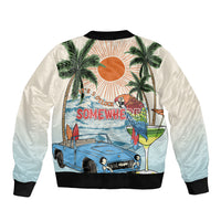 Summer Holiday It's 5 o'clock Somewhere Vintage Hawaii Sleeve Zip Bomber Jacket