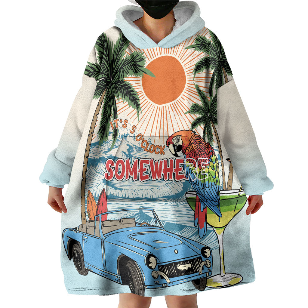 Summer Holiday It's 5 o'clock Somewhere Vintage Hawaii Wearable Blanket Hoodie