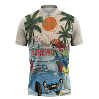 Summer Holiday It's 5 o'clock Somewhere Vintage Hawaii Zipper Polo Shirt