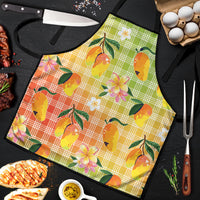 Aloha Hawaii Palaka Print Mango Plumeria Apron Tropical Vibes