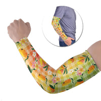 Aloha Hawaii Palaka Print Mango Plumeria Arm Sleeves Tropical Vibes