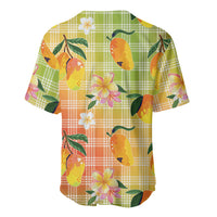 Aloha Hawaii Palaka Print Mango Plumeria Baseball Jersey Tropical Vibes