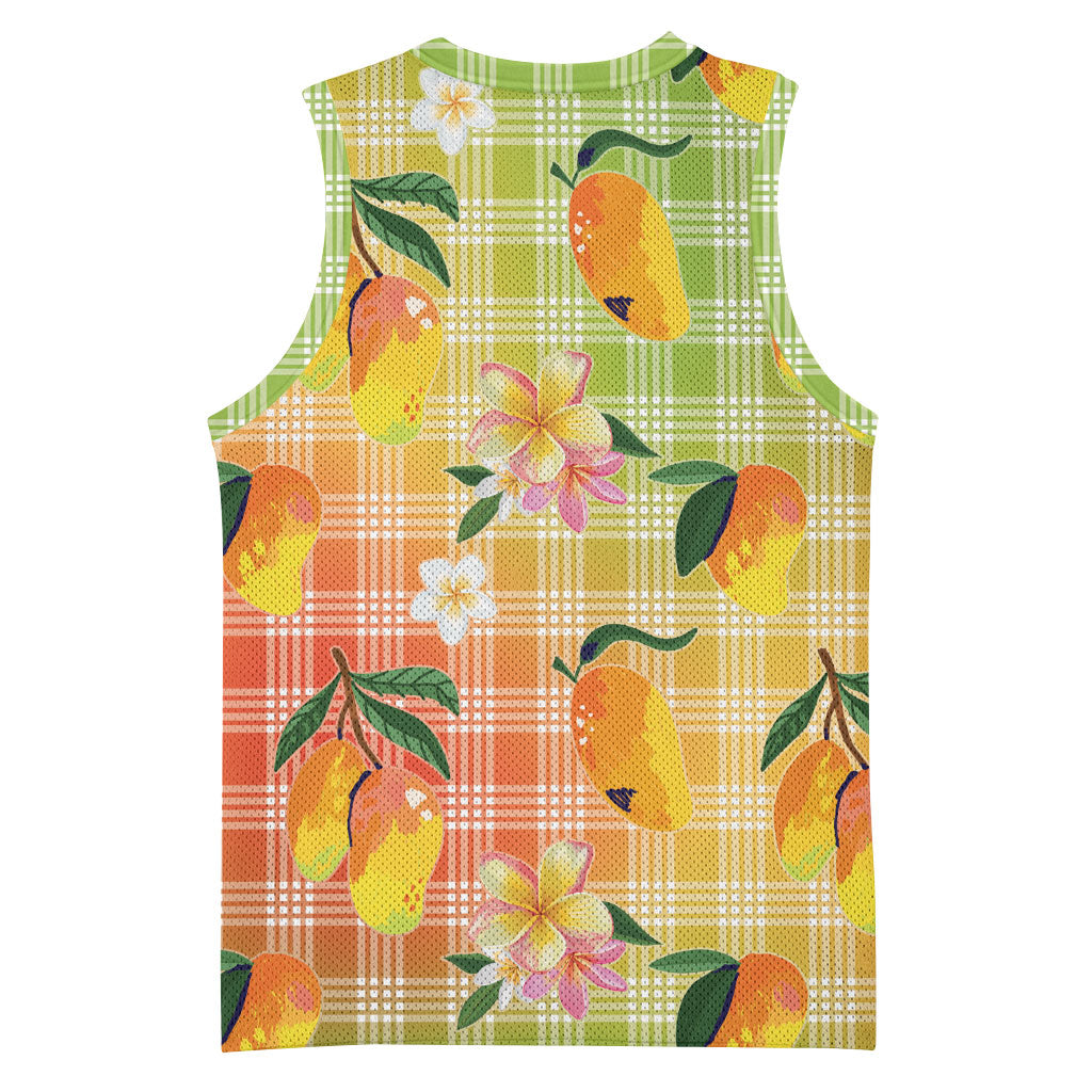 Aloha Hawaii Palaka Print Mango Plumeria Basketball Jersey Tropical Vibes