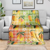 Aloha Hawaii Palaka Print Mango Plumeria Blanket Tropical Vibes