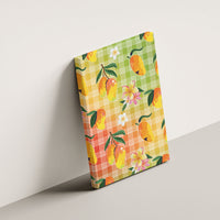 Aloha Hawaii Palaka Print Mango Plumeria Canvas Wall Art Tropical Vibes