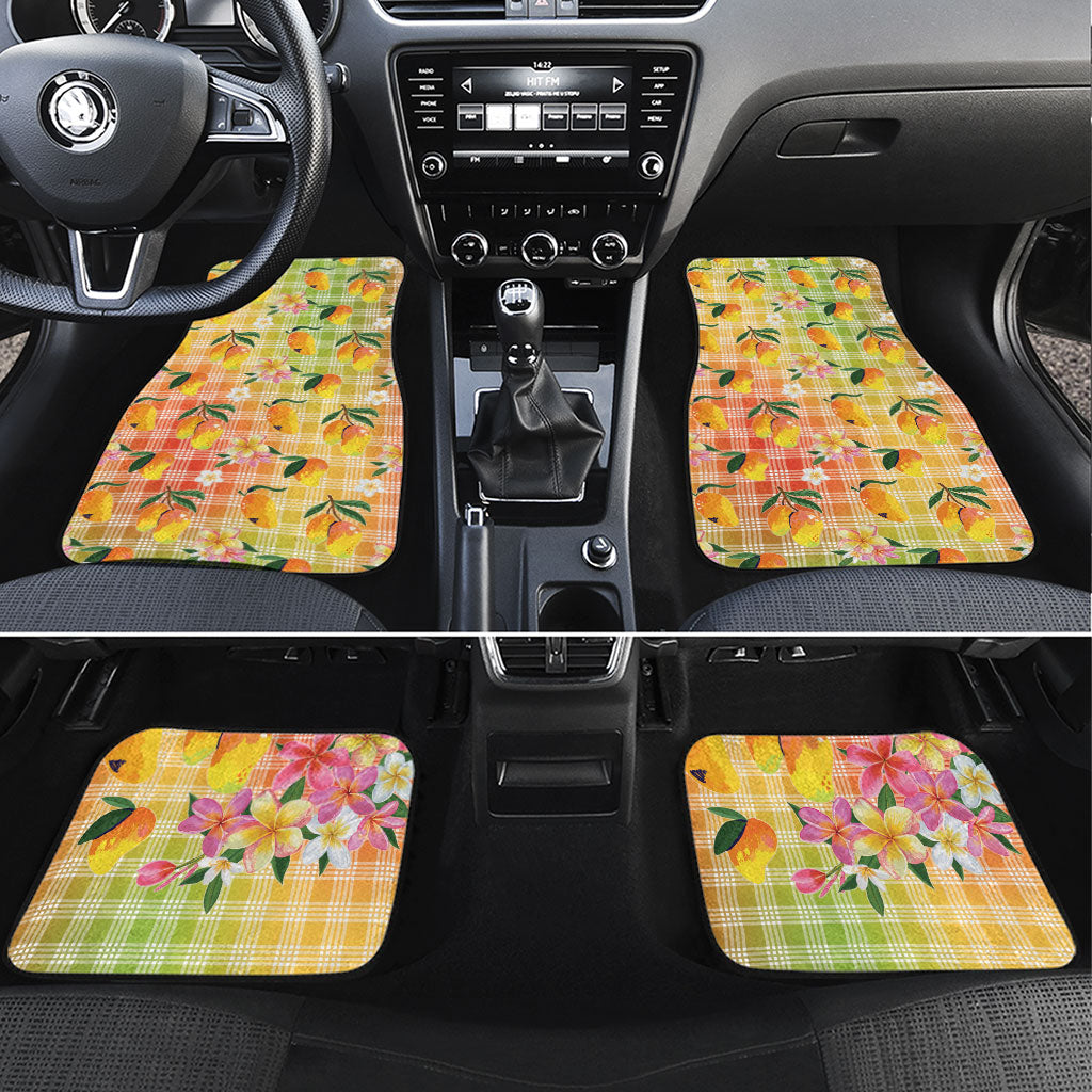 Aloha Hawaii Palaka Print Mango Plumeria Car Mats Tropical Vibes