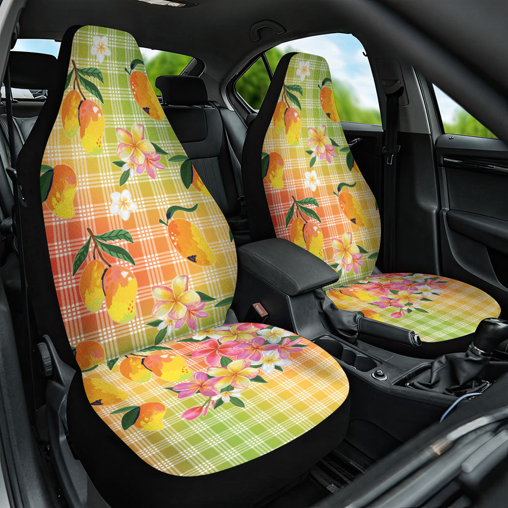 Aloha Hawaii Palaka Print Mango Plumeria Car Seat Cover Tropical Vibes