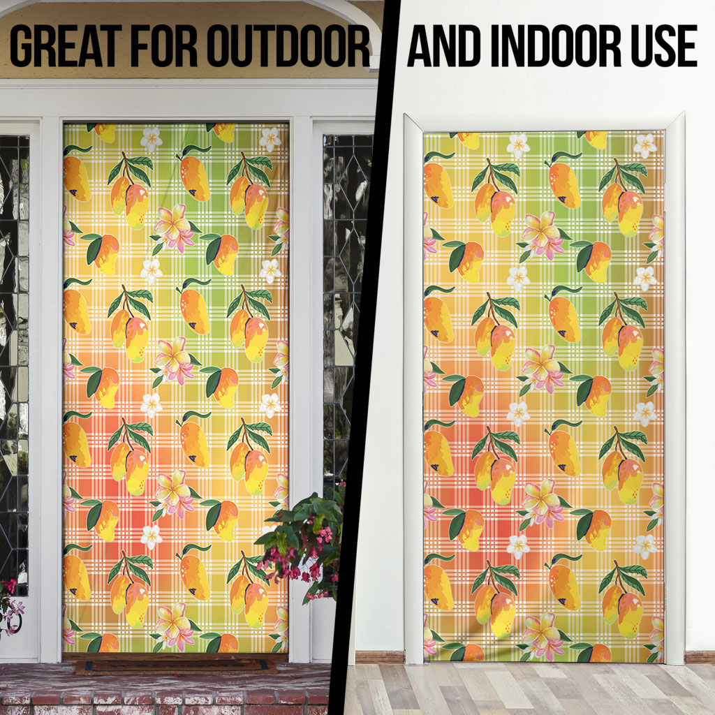 Aloha Hawaii Palaka Print Mango Plumeria Door Cover Tropical Vibes
