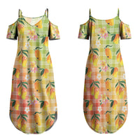 Aloha Hawaii Palaka Print Mango Plumeria Family Matching Summer Maxi Dress and Hawaiian Shirt Tropical Vibes