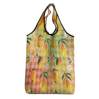 Aloha Hawaii Palaka Print Mango Plumeria Grocery Bag Tropical Vibes