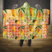 Aloha Hawaii Palaka Print Mango Plumeria Hooded Blanket Tropical Vibes
