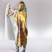 Aloha Hawaii Palaka Print Mango Plumeria Hooded Blanket Tropical Vibes