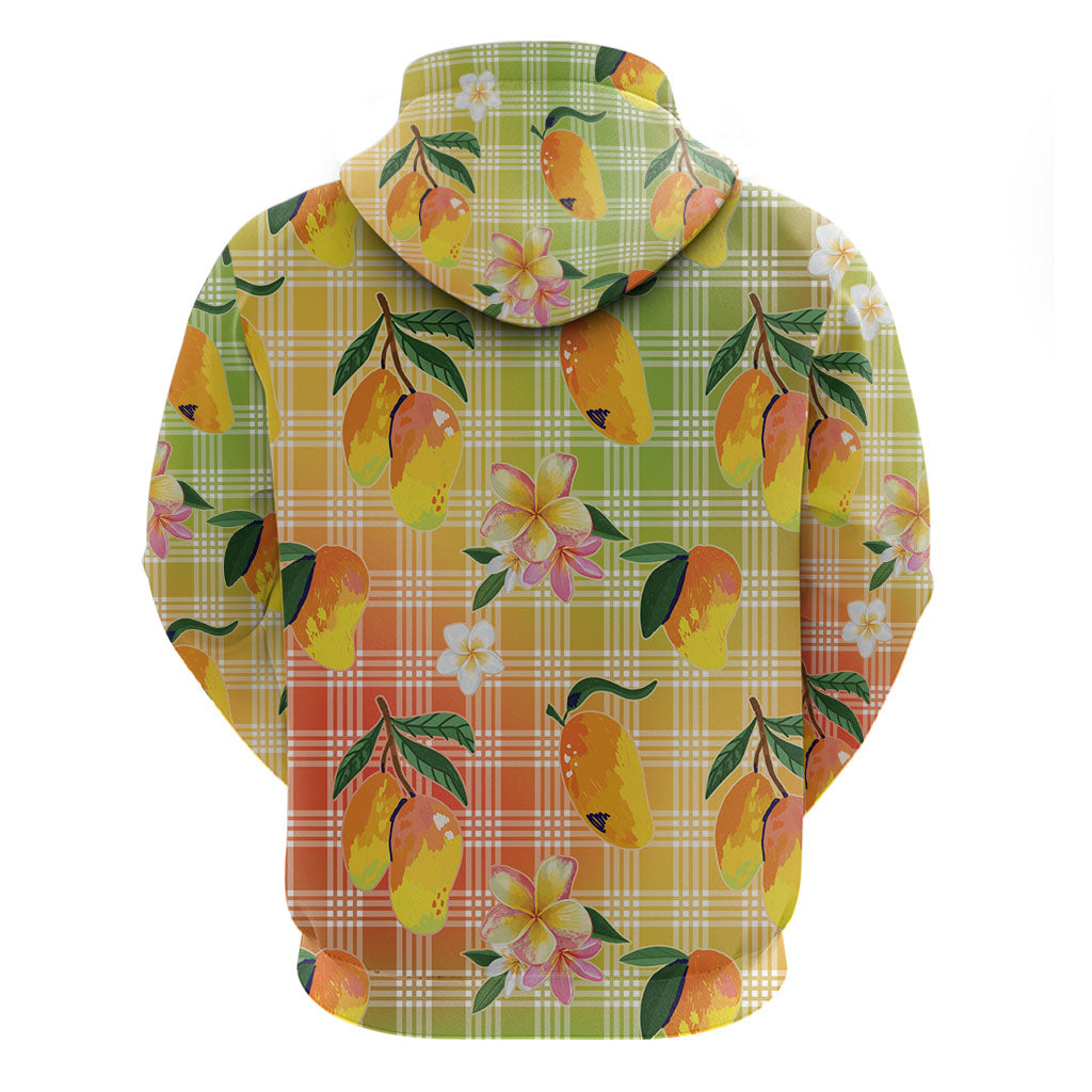 Aloha Hawaii Palaka Print Mango Plumeria Hoodie Tropical Vibes