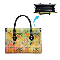 Aloha Hawaii Palaka Print Mango Plumeria Leather Bag Tropical Vibes