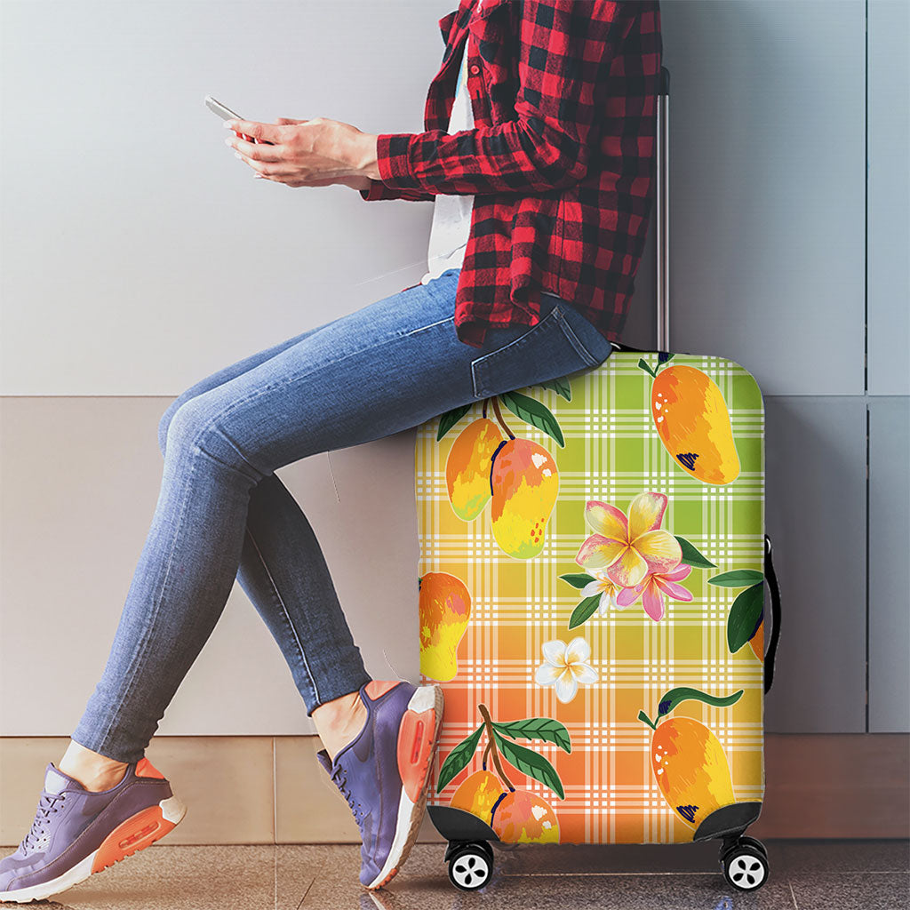 Aloha Hawaii Palaka Print Mango Plumeria Luggage Cover Tropical Vibes