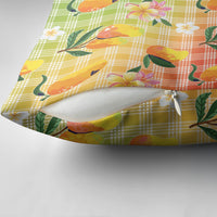 Aloha Hawaii Palaka Print Mango Plumeria Pillow Cover Tropical Vibes