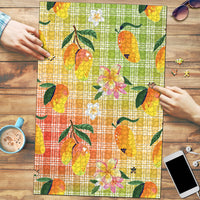 Aloha Hawaii Palaka Print Mango Plumeria Puzzle Tropical Vibes
