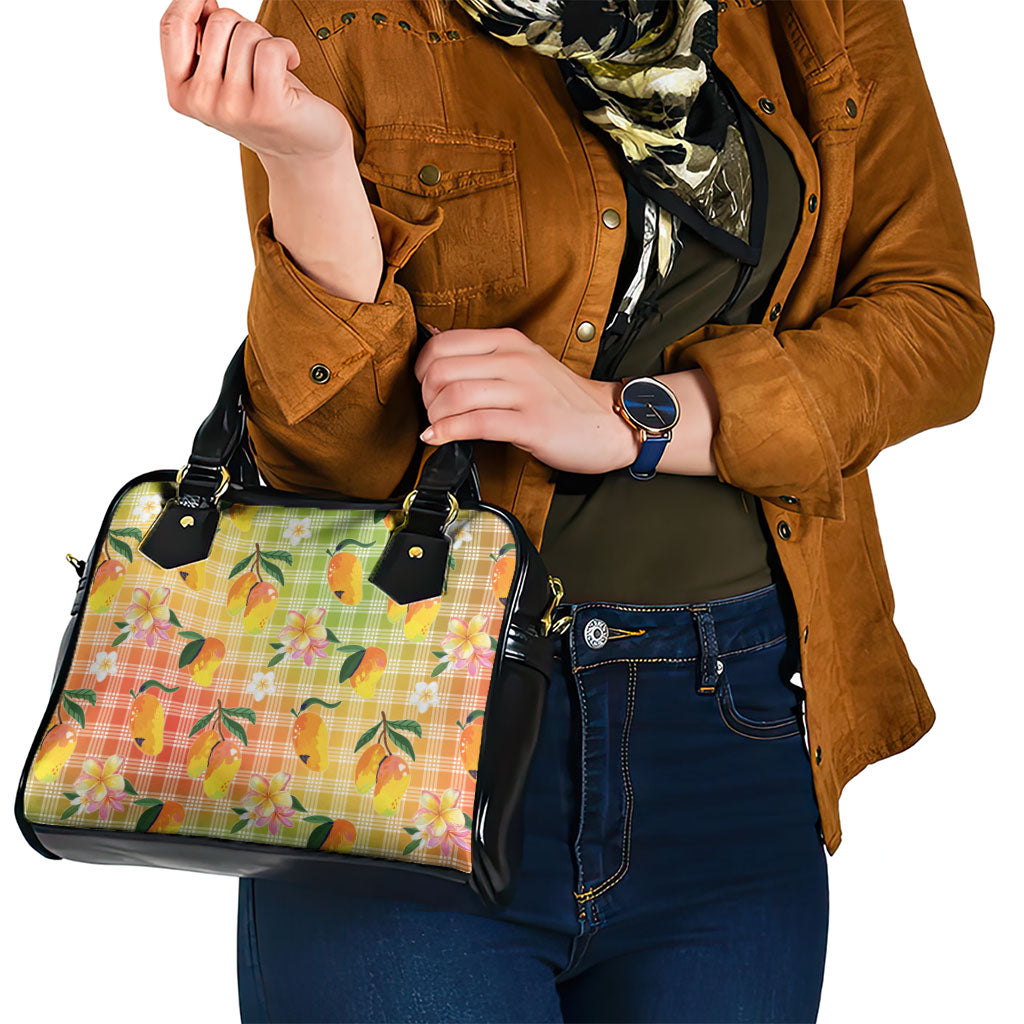 Aloha Hawaii Palaka Print Mango Plumeria Shoulder Handbag Tropical Vibes