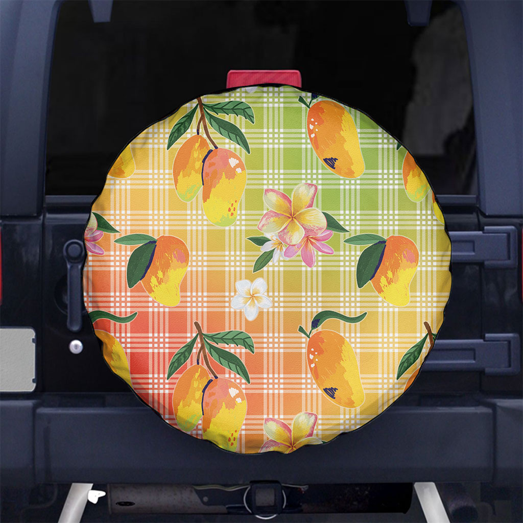 Aloha Hawaii Palaka Print Mango Plumeria Spare Tire Cover Tropical Vibes