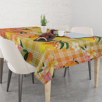 Aloha Hawaii Palaka Print Mango Plumeria Tablecloth Tropical Vibes