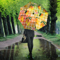 Aloha Hawaii Palaka Print Mango Plumeria Umbrella Tropical Vibes