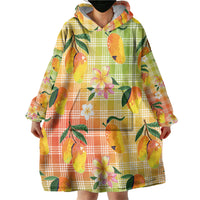 Aloha Hawaii Palaka Print Mango Plumeria Wearable Blanket Hoodie Tropical Vibes