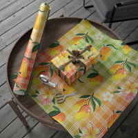 Aloha Hawaii Palaka Print Mango Plumeria Wrapping Paper Tropical Vibes