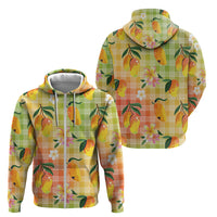 Aloha Hawaii Palaka Print Mango Plumeria Zip Hoodie Tropical Vibes