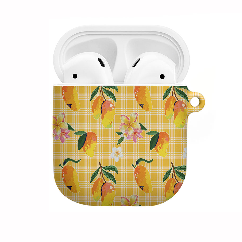 Aloha Hawaii Palaka Print Mango Plumeria AirPods Case Fresh Lemon