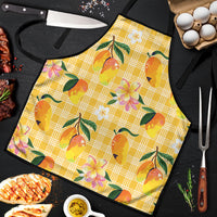 Aloha Hawaii Palaka Print Mango Plumeria Apron Fresh Lemon